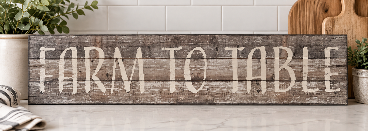 Rustic Wood "Farm to Table" Sign